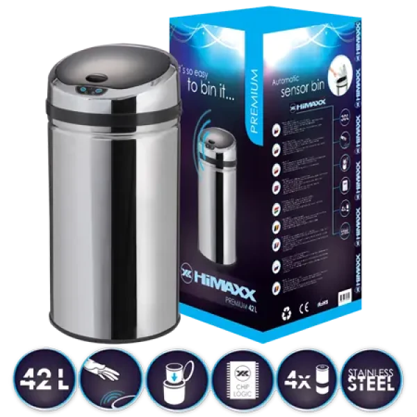 HIMAXX Premium 42L strieborná / bezdotykový kôš (SOKBG0421)