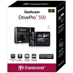 Transcend DrivePro 550B kamera za čelné autosklo s GPS Horizontálny zorný uhol=150 ° 12 V, 24 V WLAN, na akumulátor, vnútorná kamera; TS-DP550B-64G