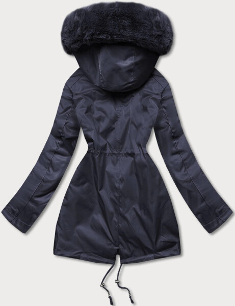 Tmavomodrá dámska zimná bunda s kožušinovou podšívkou (b550-3) odstíny modré 46