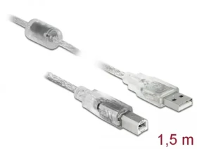 DeLock Kábel USB 2.0 A (M) - USB 2.0 B (M) 1.5m číra (83893)