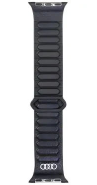 Audi Logo Magnetic Ring kožený remienok čierna / Remienok / Apple Watch 40/41/42 mm / Magnetický uzáver (AU-GL-AW40-42-GT/D2-BK)