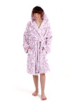 FLORA dívčí župan kapucí model 17055110 Vestis Velikost: dětské Řezání: dětský župan kapucí Barva: 4303 mauve mist listy, Materiál: flannel fleece polyester