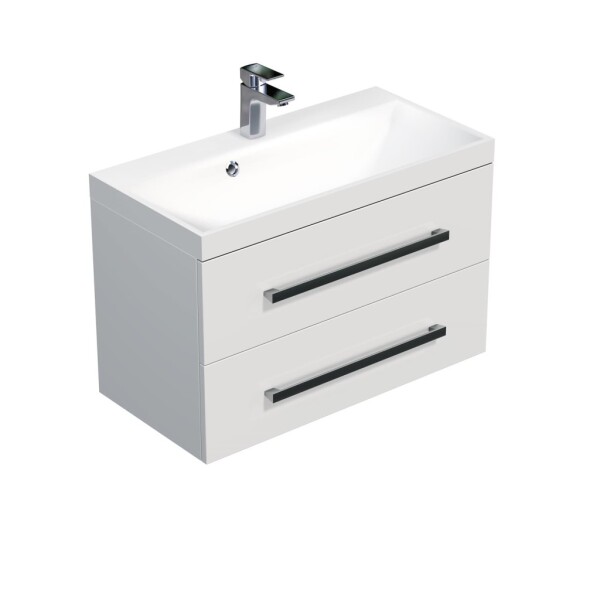 Kúpeľňová skrinka s umývadlom SAT Cube Way 80x40 cm biela lesk CUBE280ZBL CUBE280ZBL
