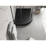 MEXEN - Flow+ Sprchová vanička štvrťkruh asymetrická pravá 90 x 80, čierna mat 46Q708090RH