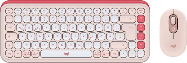 Logitech Logitech POP Icon Combo klawiatura Dołączona myszka univerzálny Bluetooth QWERTZ Niemiecki Ružový, Biely