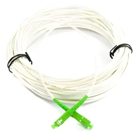 OEM SC- APC biely 20m / Optický patch kábel / Simplex 9/125 SM / Armovaný LSZH 3mm (425)