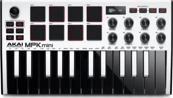 AKAI MPK mini MK3 Ovládacia klávesnica Pad kontrolér MIDI USB čierno-biela (MPKMINI3W)