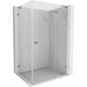 MEXEN/S - Lunar L sprchový kút dvere krídlové pravá 70 x 90, transparent, meď kartáčovaná 834L-070-090-65-00-P