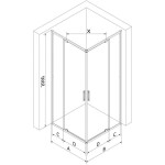 MEXEN - Exo štvorcový krídlový sprchovací kút 70 x 70, transparent, zlato 8110-070-070-50-00