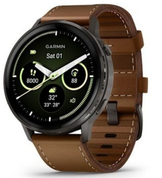Garmin Venu 4 45mm AMOLED Slate / Brown, Leather Band