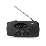 Nedis Núdzové rádio čierna / Stolové prevedenie / AM/FM / Napájanie z akumulátora / Napájanie z USB / Ručná kľuka (RDFMCR2000BK)