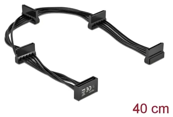 DeLock 0,4 m / Napájací kábel SATA / SATA 15-pin 4X SATA 15-pin / čierny (60395)