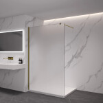 CERANO - Sprchová zástena Walk-in Onyx Cube Ľ/P - 8 mm - hranatá vzpera - zlatá, mliečne sklo - 160x200 CER-8050BD538
