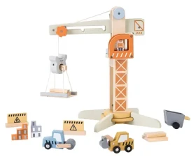 2KIDS TOYS Drevený žeriav s príslušenstvom