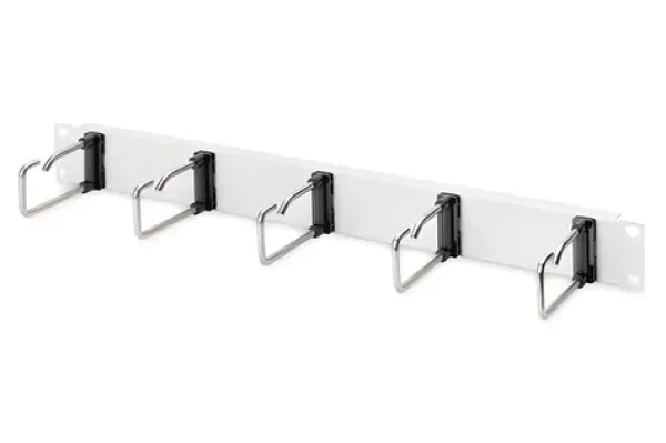 Digitus 19" panel pre správu káblov šedý / Rack príslušenstvo / 1U / 5 káblových ôk / oceľový plech (DN-97666)