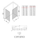 CERANO - Sprchová zástena Walk-in Crystal TL/P - 8 mm - bezvzperový systém - chróm, transparentné sklo - 60x50x200 CER-8050BD4666