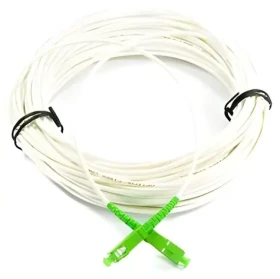 OEM SC- APC biely 1m / Optický patch kábel / Simplex 9/125 SM / Armovaný LSZH 3mm (421)
