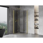 MEXEN/S - Mist-F Duo sprchovací kút skladacie dvere 110 x 110, transparent, zlato kefovaná 8A6-110L-110P-55-00
