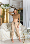 Trendy Highwaist leatherlook pants "Joggerstyle" green Einheitsgroesse