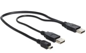 DeLock kábel 2 x USB 2.0-A male/USB mini 5-pin, 30cm (83178)