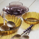 MADAM STOLTZ Skleněná mísa Sunflower – set 2 ks