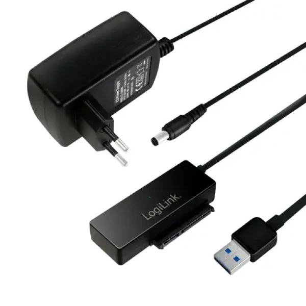 LogiLink adaptér USB 3.0 - SATA čierna / Adaptér / HDD, SSD 2,5 "a 3,5" / 5 Gbit / s / napájací zdroj (AU0050)