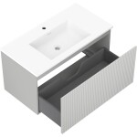 MEXEN/S - Rivel kúpeľňová skrinka 90 cm s umývadlom Otis, 1 šuplík, reliéf, šedá mat/biela mat 91A20-09047-1-BF62-W18M01