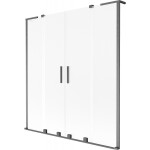 MEXEN/S - Velar L Duo dvojkrídlová posuvná vaňová zástena 160 x 150, dekor, grafit kartáčovaná 896-160-003-32-66