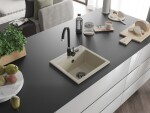 MEXEN/S MEXEN/S - Milo granitový drez 1 435 x 410 mm, béžová, + čierny sifón 6505441000-69-B