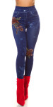 Sexy Jeanslook Leggings with Floral print blue Einheitsgroesse