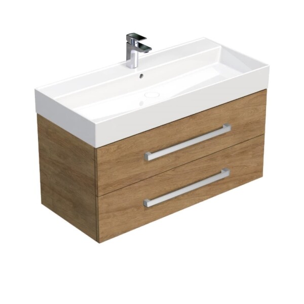 Kúpeľňová skrinka s umývadlom SAT Cube Way 100x47,5x46 cm dub Hickory CUBE461002DHSAT CUBE461002DHSAT