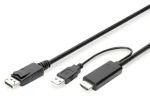 Digitus redukčný kábel HDMI/DisplayPort 2m čierna / Redukcia / 4K 30Hz / HDMI 1.4 / DisplayPort 1.2 (AK-330111-020-S)
