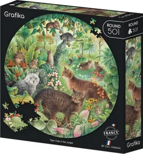 GRAFIKA Guľaté puzzle Tigrie mačky v džungli