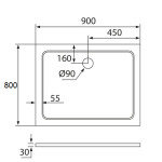 H K - THOR Sprchová vanička z liateho mramoru, obdĺžnik, 90x80x3 cm SE-THOR-9080