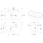 INVENA - Voľne stojaca vaňa 150 cm Astri so sifónom AN-03-150-F