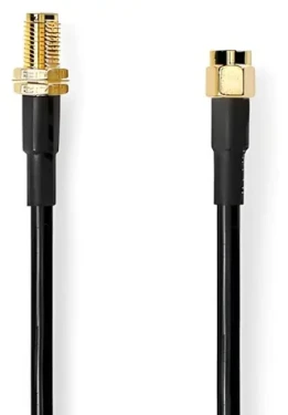 Nedis anténny kábel SMA(M)-SMA(F) čierna / Anténny kábel / Dvojité tienenie / Pozlátené konektory / 50 Ohm / 5 m (CSGL02400BK50)
