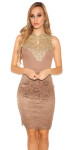 Sexy KouCla Neckholder Mini Dress + Crochet & Lace CAPPUCCINO S/M