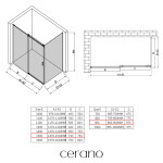 CERANO - Sprchovací kút Santoro Ľ/P - 8 mm - chróm, transparentné sklo - 150x90x195 - posuvný CER-8050BD7368
