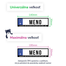 Mamido Vlastná ŠPZ s nápisom na elektrické autíčko