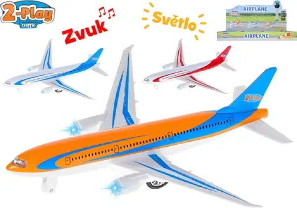 Kovové lietadlo na spätný chod so svetlom a zvukom