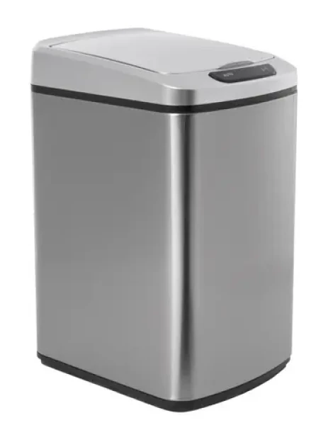 IQtech Quadrat 15 l strieborná / bezdotykový odpadkový kôš / hranatý / rozmery 28x22x41cm / nerez / plast / IR / napája. 4xAA (IQ00050)