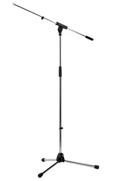 Mikrofónny stojan chróm / Stojan na mikrofón / Výškovo nastaviteľný 870-1575 mm / Podstavec O 250 mm (260/1)