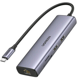 Ugreen 90568 Dokovacia stanica šedá / 2x USB-A 3.0 / HDMI / RJ45 / čítačka kariet SD amp; TF (6957303895687)
