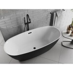 MEXEN/S - Luvo Slim voľne stojaca vaňa 170 x 75, biela/čierna, sifón a prepad čierna 52801707575-70