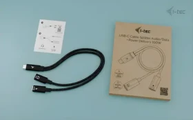 I-TEC USB-C Cable Splitter čierna / Rozdvojka USB-C / PD 100W / audio / dáta / 0,3 m (C31DUALSPLITTERCBLPD)