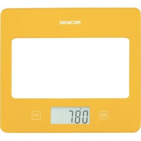 Sencor SKS 5036YL žltá / digitálna kuchynská váha / max. 5 kg / funkcia TARE / dotyk. tlačidlá (8590669315079)