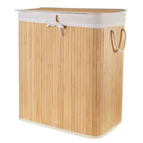 Compactor Bamboo XXL 105 L - 2dielny / Bambusový kôš na bielizeň s vekom / prírodný / 52 x 32 x 63 cm (3370910125894)