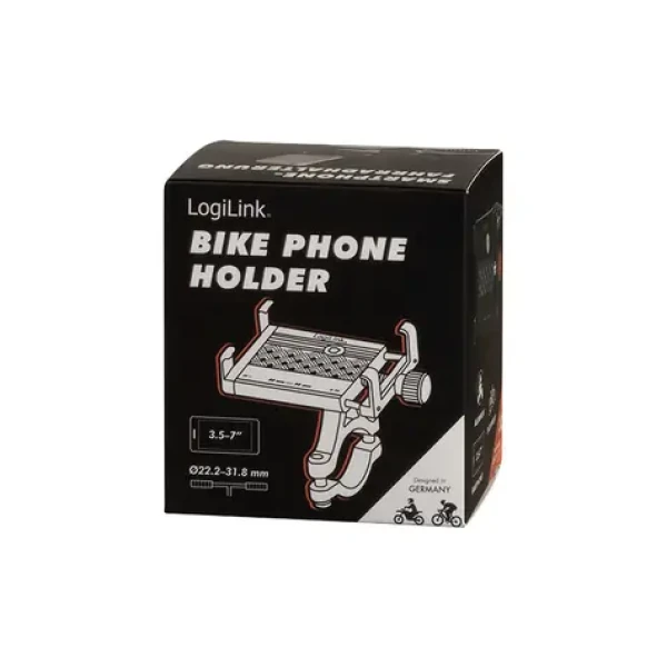 LogiLink držiak telefónu na bicykel čierna / Držiak na bicykel / 3,5-7 palcov / 360° otočný / hliník (AA0146)