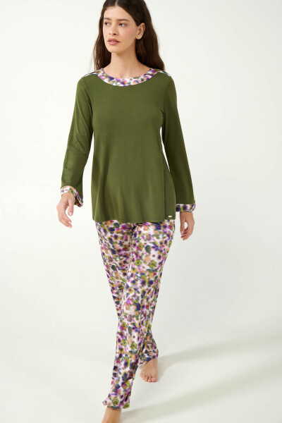 Vamp - Dámske pyžamo s kvetmi 21065 - Vamp green moss M