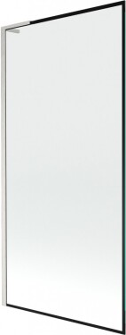 MEXEN/S - Next L vaňová zástena FIX 90 x 150, čierna vzor, nikel kartáčovaná 895-090-000-03-70-97